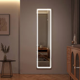 EMKE FM01 Miroir pleine longueur éclairé par LED avec interrupteur tactile, montage mural/à poser au sol, 160x40 cm